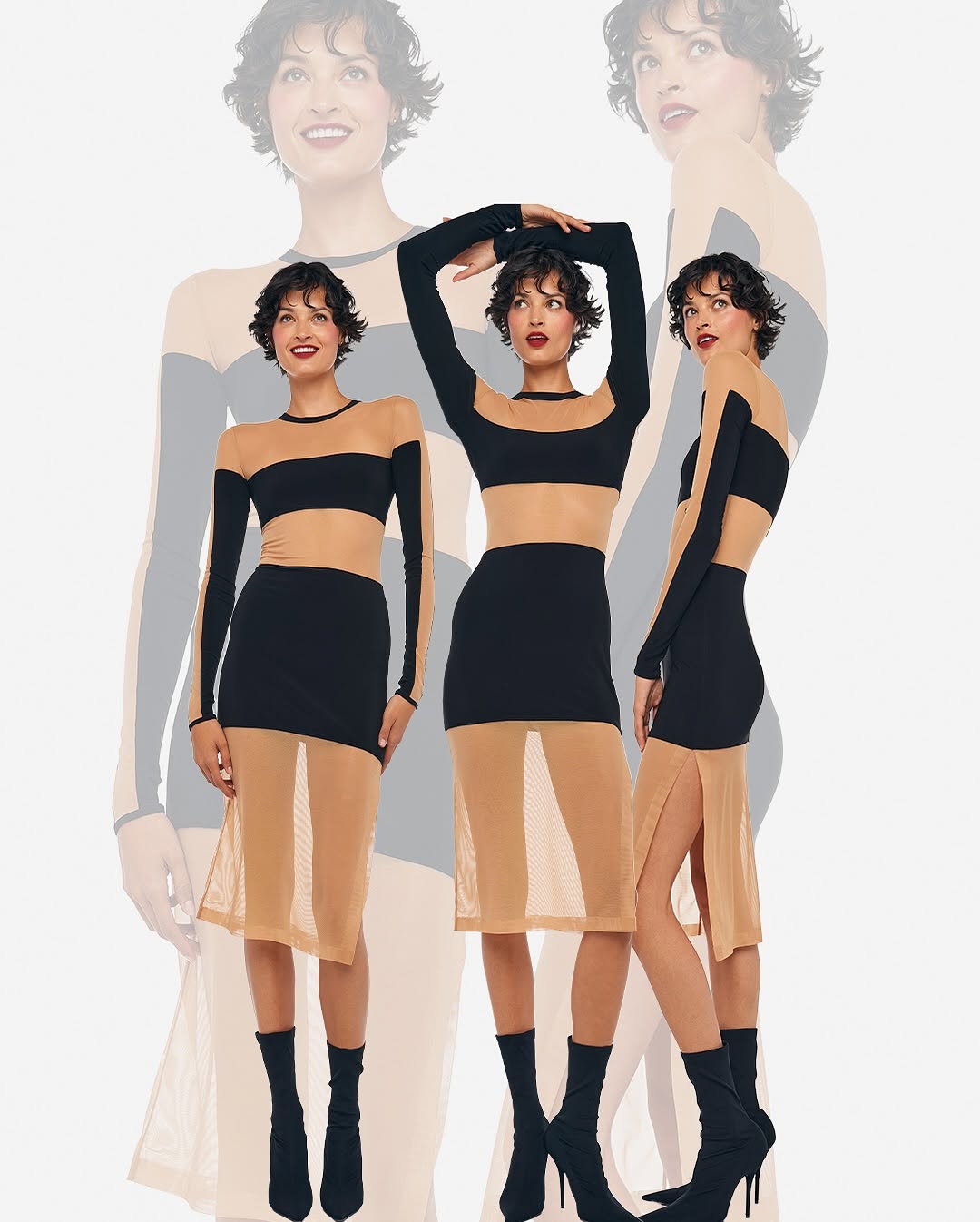seamai Photo by Norma Kamali on February 16, 2025. May be an image of miniskirt.